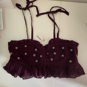 Free People Burgundy Crop Top
